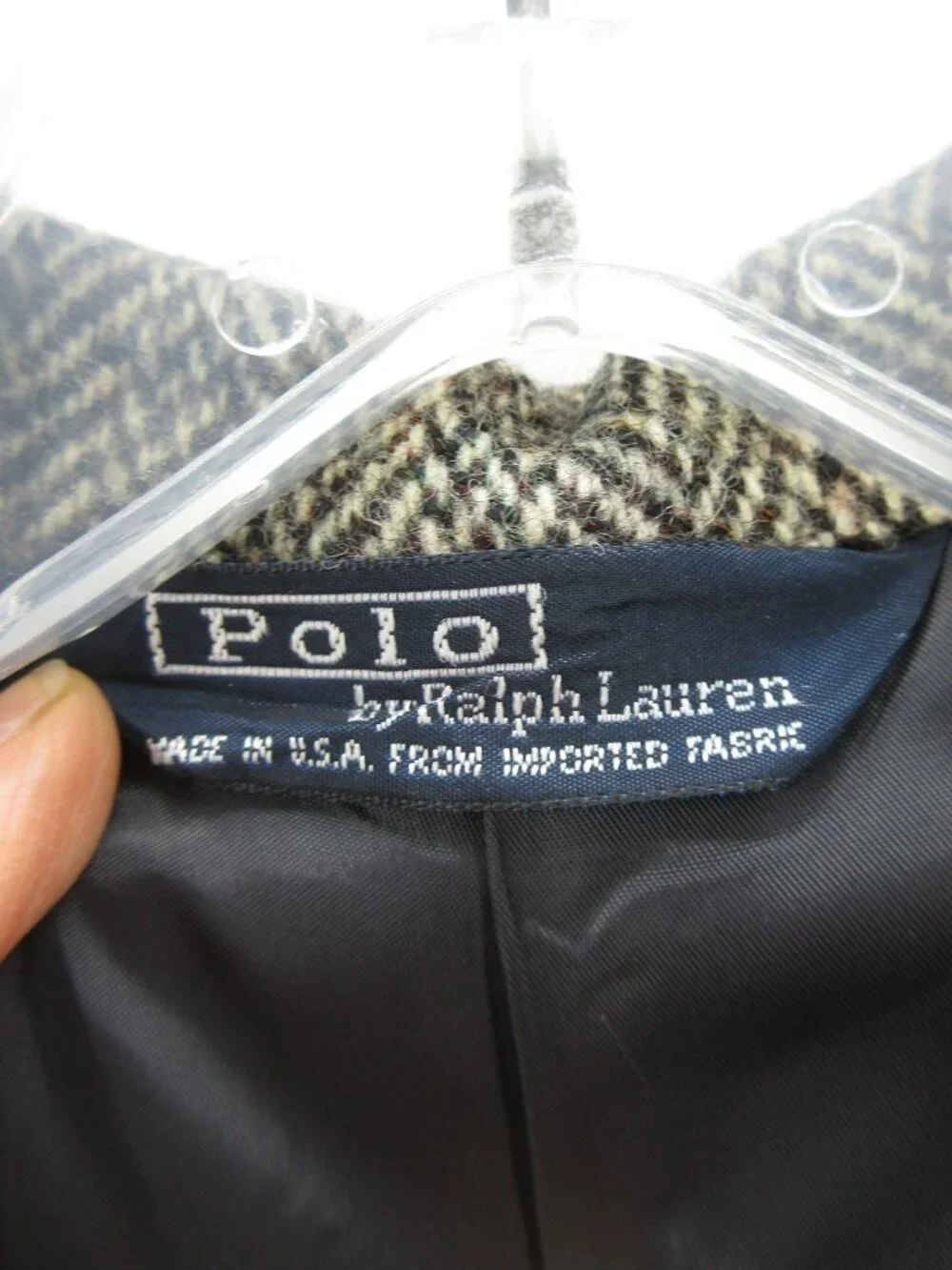 VINTAGE Polo Ralph Lauren Sport Coat 46 L Blazer Tweed Herringbone USA